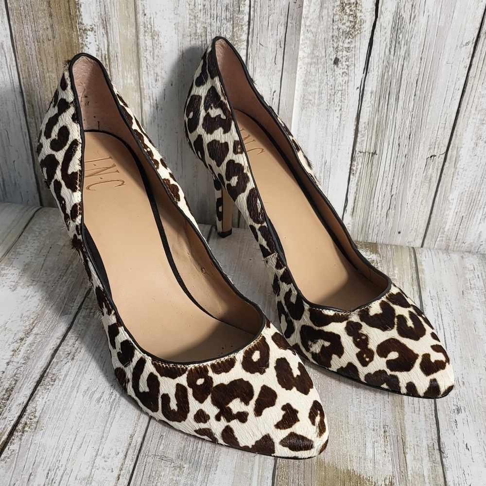 INC International Concepts Leopard Print Pony Hair Pointed Toe Heels